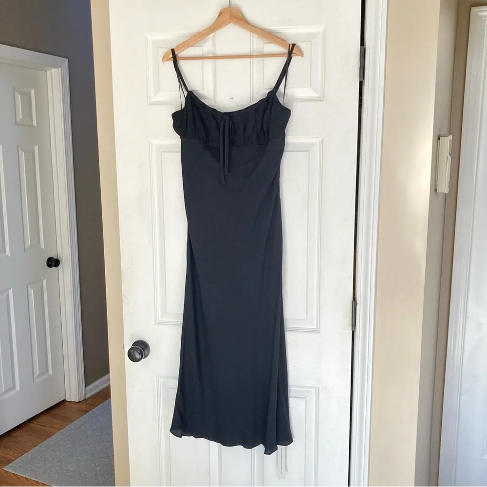 NWT Reformation Camira Dress Black Slip Midi, Size 12 - Picture 4 of 14